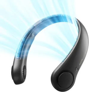 JISULIFE Portable Neck Fan, Hands-Free Bladeless, 5 Speeds, 4000 mAh Battery Operated Wearable Personal Fan, Twistable, Rechargeable, Gift for Women Men-Black Neck fan for hands-free comfort