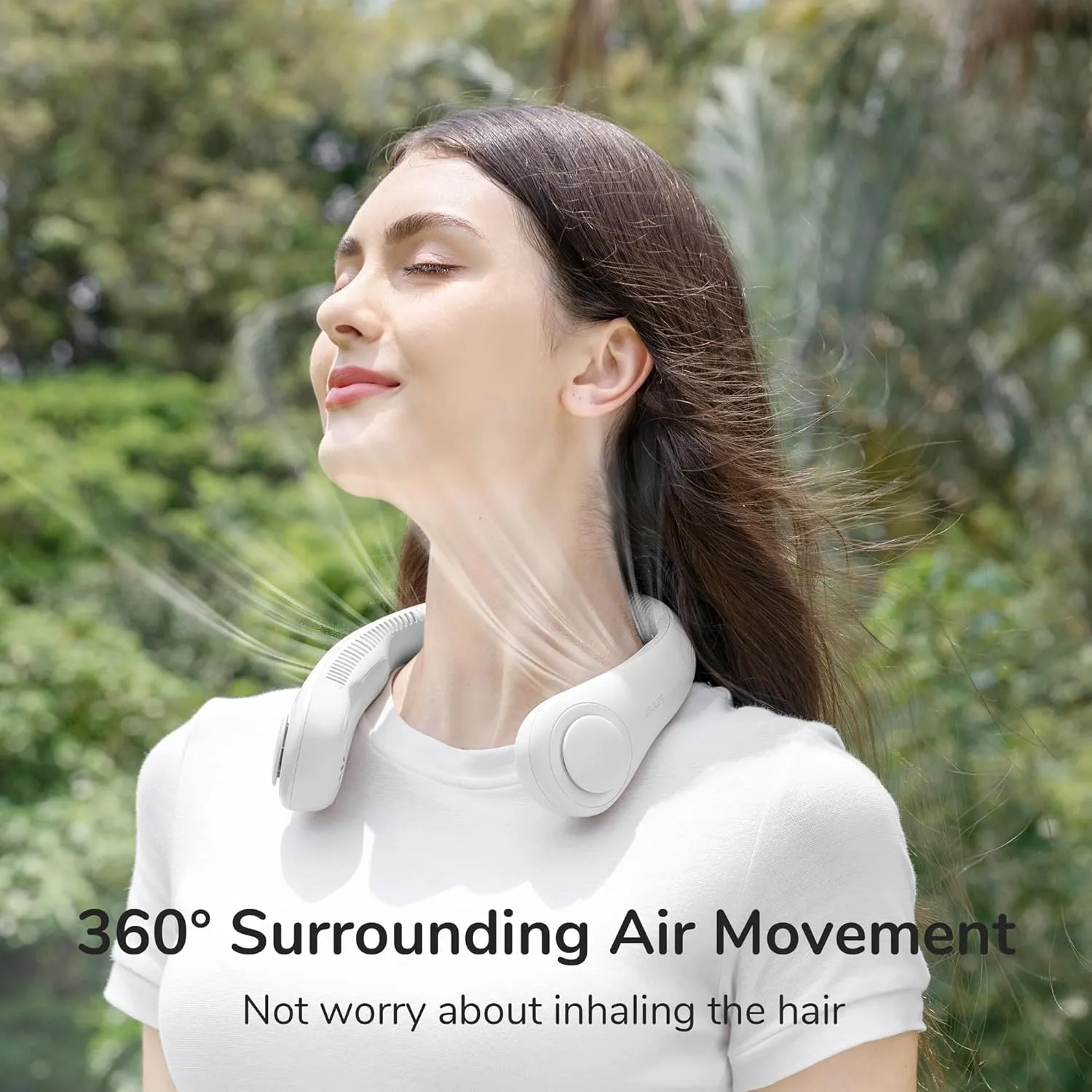 JISULIFE Portable Neck Fan, Hands-Free Bladeless, 5 Speeds, 4000 mAh Battery Operated Wearable Personal Fan, Twistable, Rechargeable, Gift for Women Men-Grey