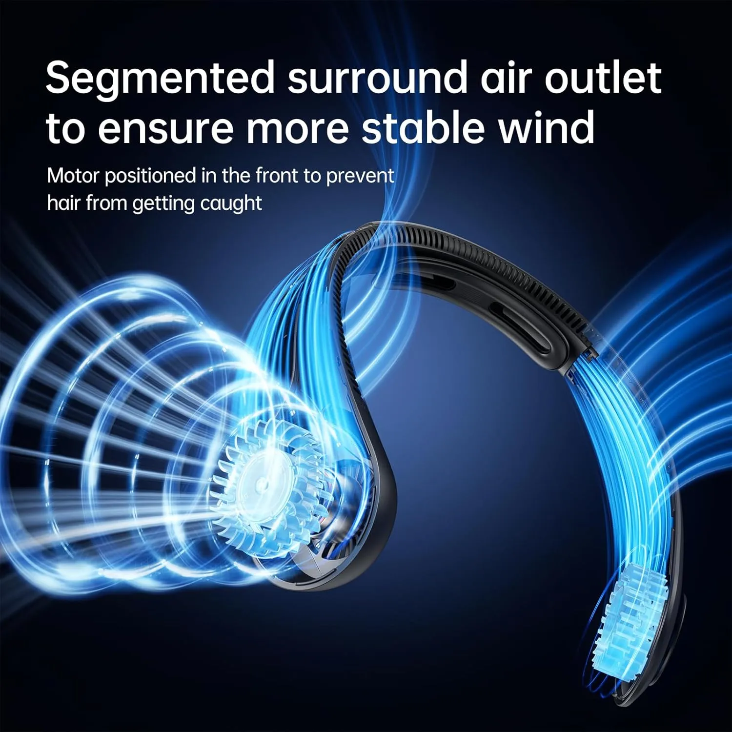 JISULIFE Portable Neck Fan Upgraded, Neckbrace Personal Hands Free, 5 Speed Gears Adjustment, 5000 mAh Wearable Bladeless Quiet Rechargeable for Outdoor Indoor, Gifts for Women Men- Black