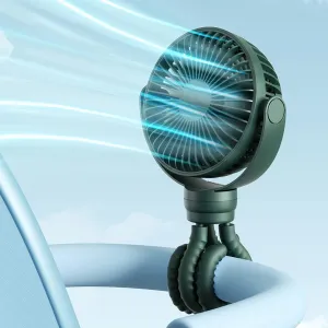 JISULIFE Portable Stroller Fan 4000mAh Battery Operated with 4 Speeds, USB Rechargeable Mini Fan with 360Rotatable Flexible Tripod for Handheld/Desk/Car Seat/Treadmill/Travel -Alpine Green Mini handheld fan for personal cooling