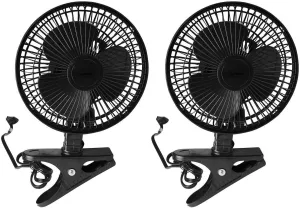 JOEY'Z 2 Pack - 6 INCH - 2 Speed - Adjustable Tilt, Whisper Quiet Operation Clip-On-Fan - Black Fan with safety blade design