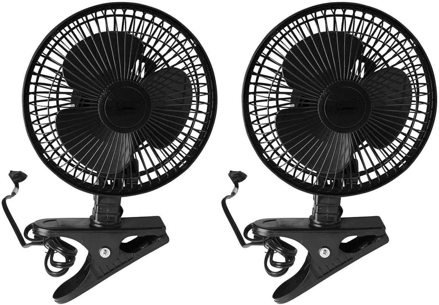 JOEY'Z 2 Pack - 6 INCH - 2 Speed - Adjustable Tilt, Whisper Quiet Operation Clip-On-Fan - Black Fan with safety blade design