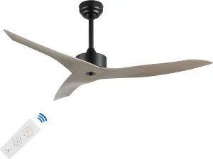 JONATHAN Y JYL9715B Aldrin 50" Mobile-App/Remote-Controlled, 6-Speed Razor Ceiling Fan, Modern, Contemporary, Minimalist, Industrial, Coastal for Bedroom, Living Room, Office, Gray Wood App-controlled remote fan for convenience