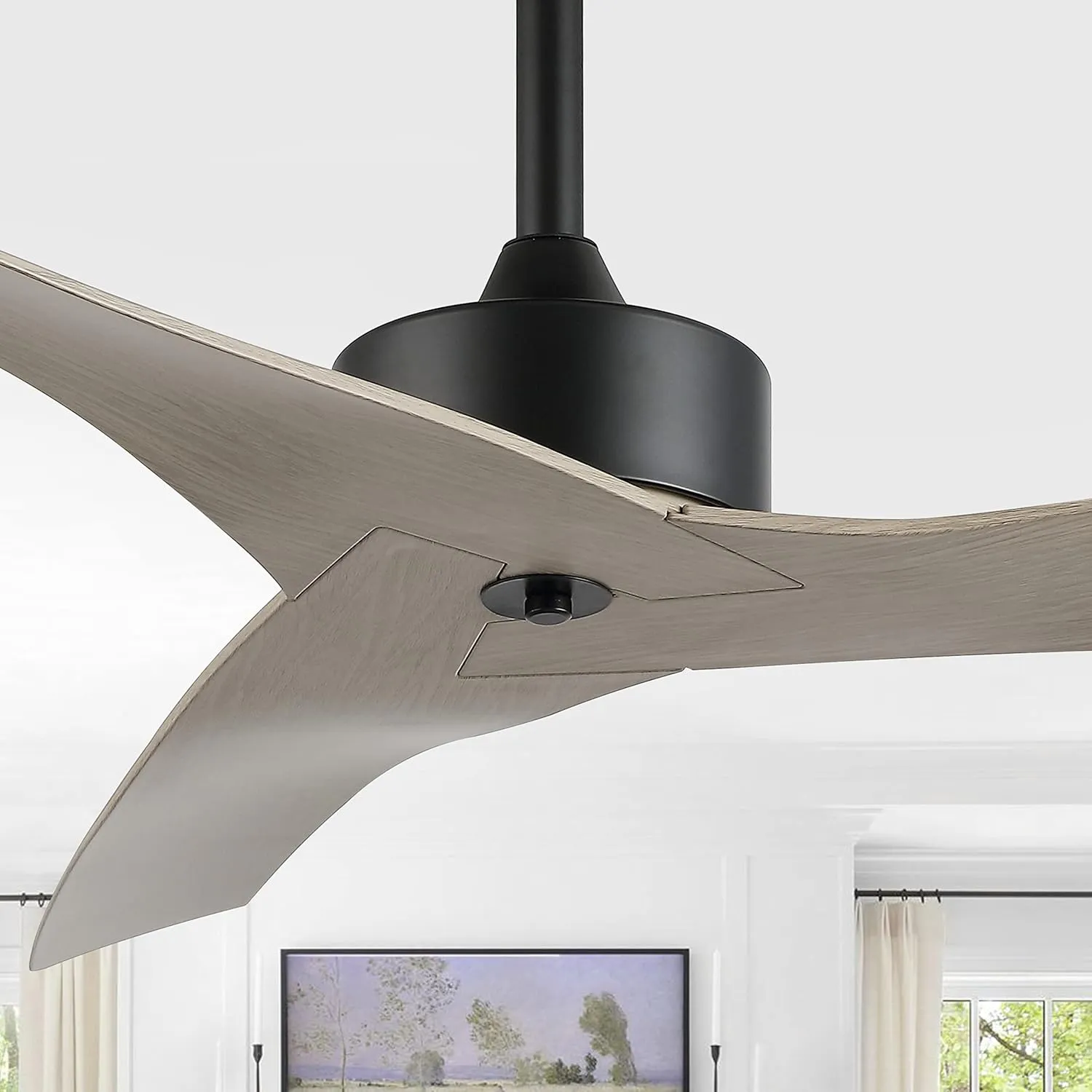 JONATHAN Y JYL9715B Aldrin 50" Mobile-App/Remote-Controlled, 6-Speed Razor Ceiling Fan, Modern, Contemporary, Minimalist, Industrial, Coastal for Bedroom, Living Room, Office, Gray Wood