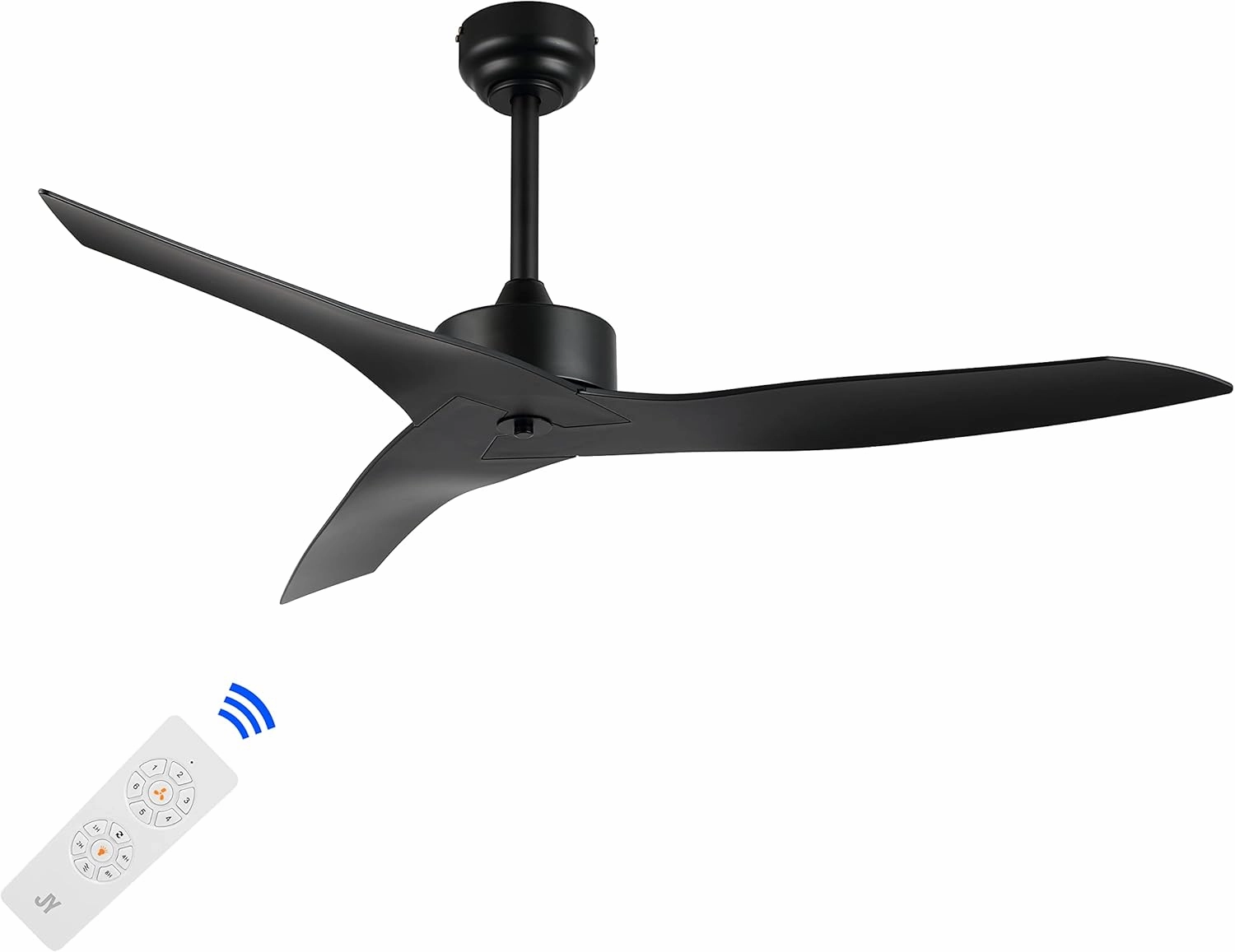 JONATHAN Y JYL9715A Aldrin 50" Mobile-App/Remote-Controlled, 6-Speed Razor Ceiling Fan, Modern, Contemporary, Minimalist, Industrial, Coastal for Bedroom, Living Room, Office, Black App-controlled remote fan for convenience