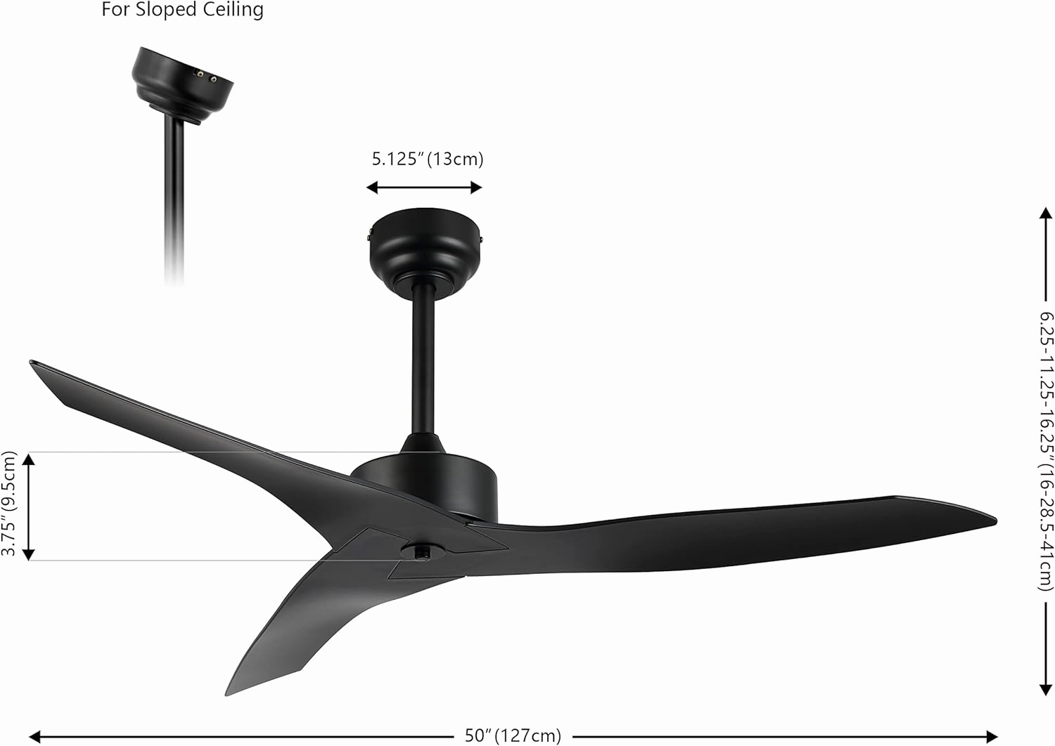 JONATHAN Y JYL9715A Aldrin 50" Mobile-App/Remote-Controlled, 6-Speed Razor Ceiling Fan, Modern, Contemporary, Minimalist, Industrial, Coastal for Bedroom, Living Room, Office, Black