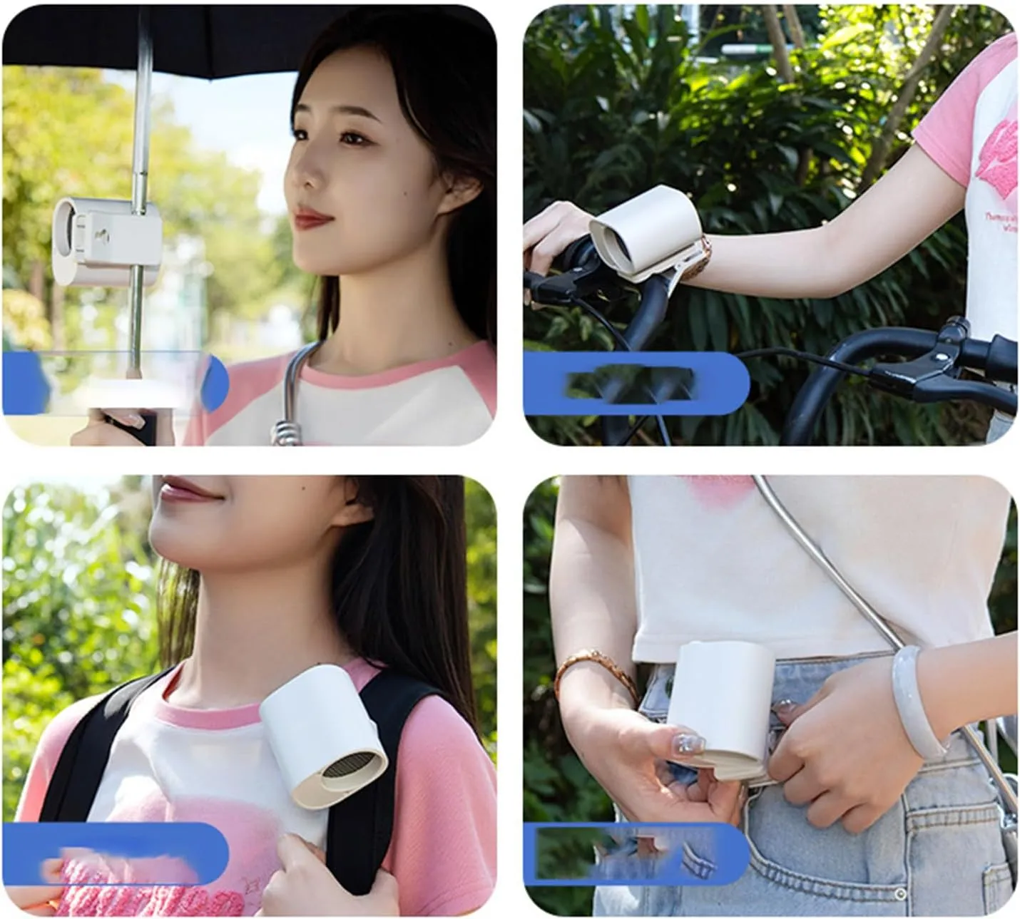 Joytus Car Clip On Fan, 2025 New Upgraded Portable Fans, Strong Clip Design, Small Clip Stepless Speed Regulation 100 Gear Waist-Mounted (White)
