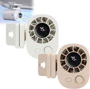 Joytutu Car Clip On Fan with LED Display - 360 Rotation, Car Clip on ,100 Speeds Adjustable, USB Rechargeable Personal Cooling Fan, Hands-Free Cooling (Beige White) 360-degree rotating fan for home use