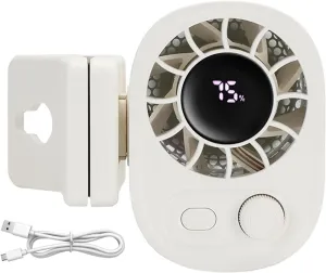 Joytutu Car Clip on Fan with LED Display, 360 Rotation Car Seat Cooling Fan, Portable Waist Mounted Rechargeable Personal Fans, 100 Speed Adjustable Small Electric Fans, Instant Cooling(White) 360-degree rotating fan for home use