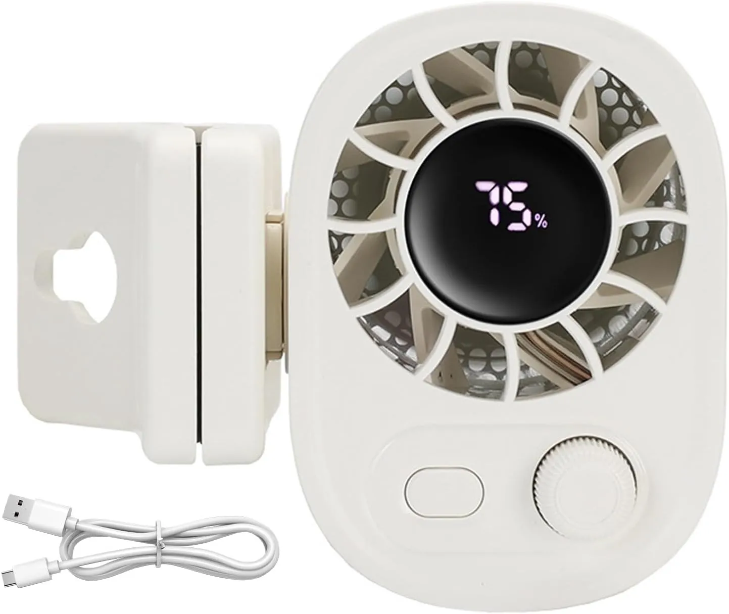 Joytutu Car Clip on Fan with LED Display, 360 Rotation Car Seat Cooling Fan, Portable Waist Mounted Rechargeable Personal Fans, 100 Speed Adjustable Small Electric Fans, Instant Cooling(White) 360-degree rotating fan for home use
