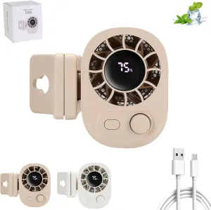 Joytutu Car Clip on Fan with LED Display, Car Clip on Fan with LED Display - 360 Rotation, Cars Seat Cooling Fans, Strong Clip Design, Speeds Adjustable for Instant Summer Cooling for Cars (Apricot) 360-degree rotating fan for home use