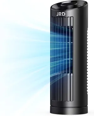 JRD 13'' Tower Fan with 3 Speeds, 80 Oscillating, 23ft/s Bladeless Desk Fan, Quiet Operation, Compact & Portable Table Fan for Bedroom Home Office Desktop Tower bladeless fan for modern homes