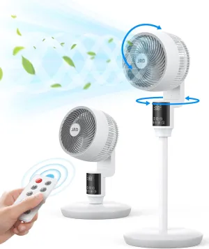JRD Fan, 70 90 Omni-directional Oscillating Pedestal Fan For Bedroom, 100ft Circulator With Remote,Quiet Standing Fans, Adjustable Height, 6 Speeds, 3 Modes, 24H Timer, Home Office Tower bladeless fan for modern homes