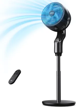 JRD Fan for Bedroom, 70 Oscillating Standing Fan, 100ft Quiet Pedestal Fans for Home Office, 85 Manual Vertical, Touch Remote, 24H Timer,32 Wind Speeds, 39-43" Adjustable Height, Air Circulator Tower bladeless fan for modern homes