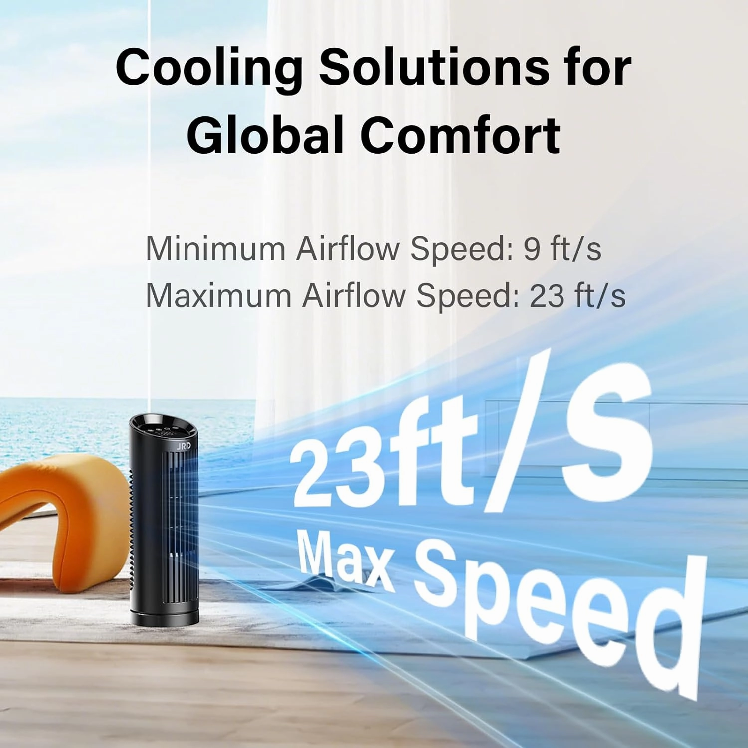 JRD 13'' Tower Fan for Bedroom, Quiet Cooling Desk Fan with Remote, 80 Oscillating, 3 Speed, 4 Mode, 12h Timer, Digital Touch Screen, Portable, Safe Bladeless Table Fan for Home Desktop Office