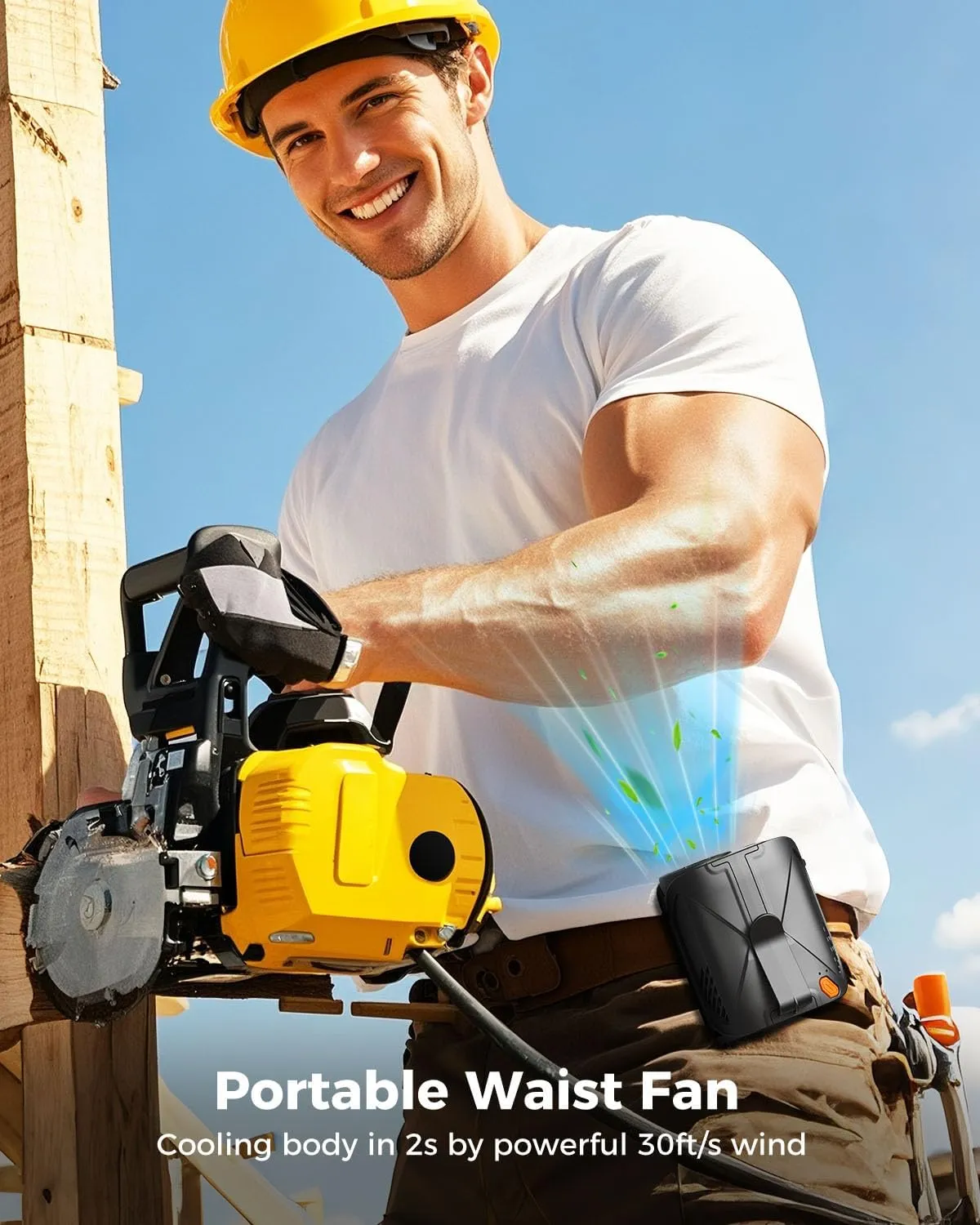 JUANANIUG Portable Waist Fan For Outdoor: Cooling Clip on Belt Fan Under Shirt - Hands-free Design for Construction Workers Gardeners Couriers - Summer Commute Yard Hotplace Essential - Gifts for Men