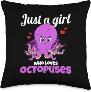 Just A Girl Who Loves Octopuses Tentacles Octopus Fan Throw Pillow, 16x16, Multicolor Octopus-shaped decorative fan