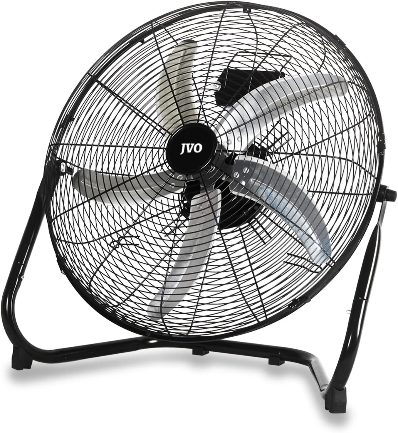JVO 20 Inch High Velocity Floor Fan, 5-Blade Floor Fan, Heavy Duty Metal Construction, Ideal for Garage, Workshop, Gym, Basement Fan with safety blade design