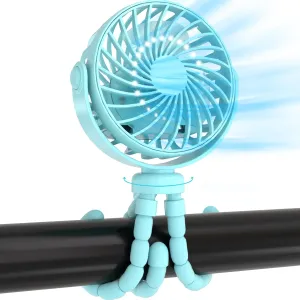 JYJZPB Mini Portable Stroller Fan Clip On for Baby (Blue) Octopus-shaped decorative fan