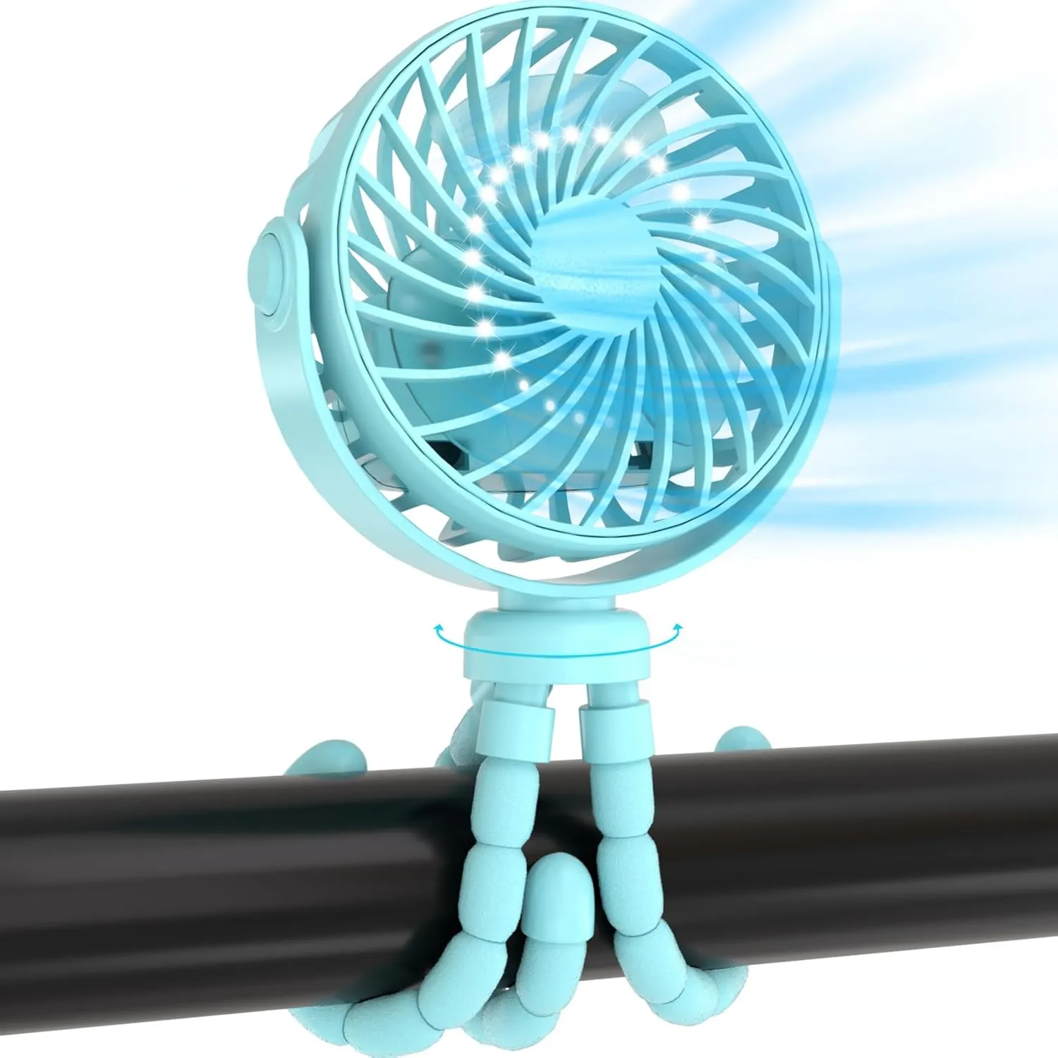 JYJZPB Mini Portable Stroller Fan Clip On for Baby (Blue) Octopus-shaped decorative fan