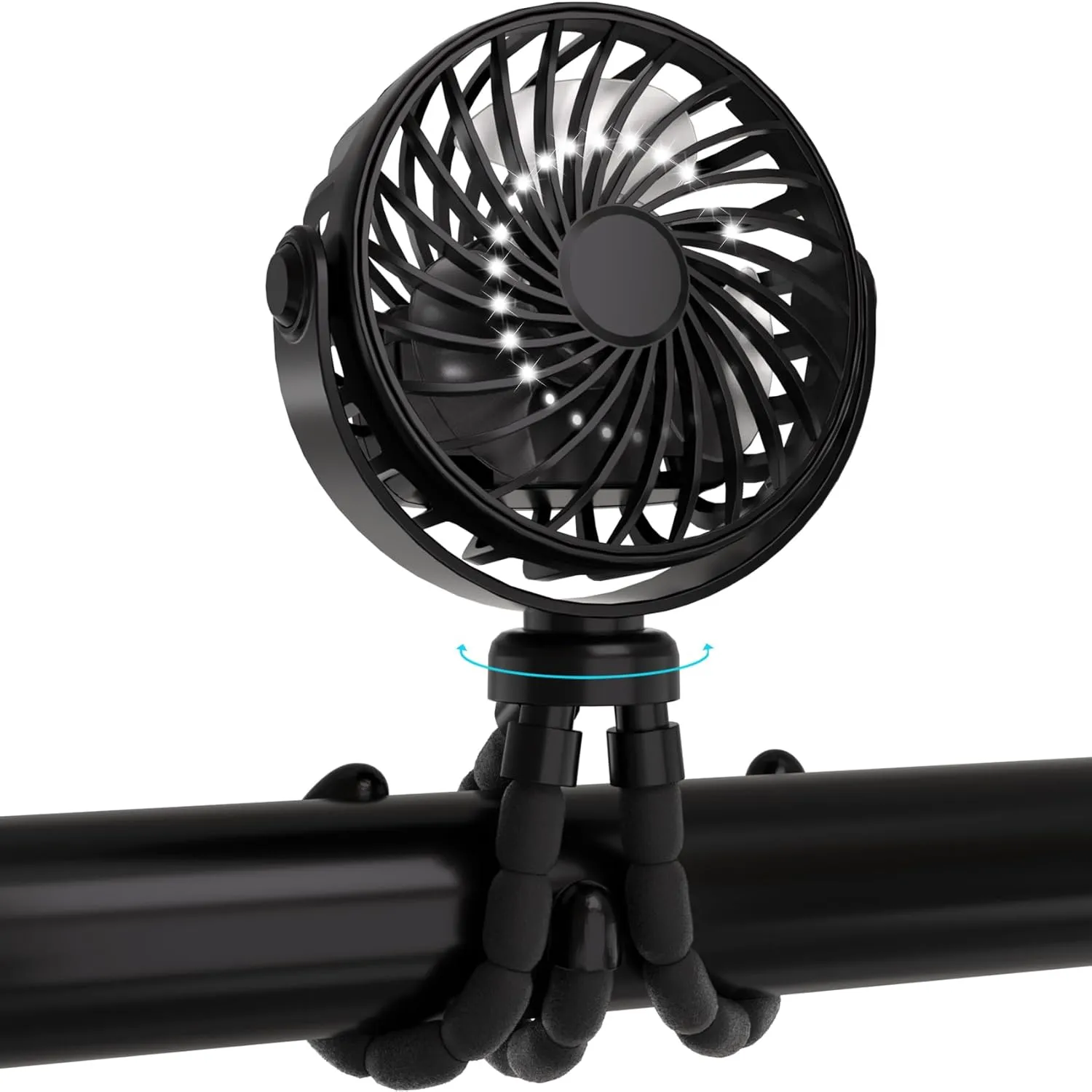 JYJZPB Mini Portable Stroller Fan Clip On for Baby with Flexible Tripod,3 Speed 360 Rotate Rechargeable Handheld Baby Stroller Fan,Cooling Baby Fan for Stroller & Car Seat,Crib,Bike,Treadmill,Travel Octopus-shaped decorative fan