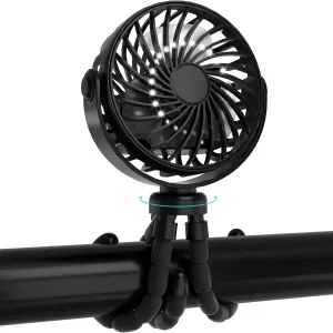 JYJZPB Mini Portable Stroller Fan Clip On for Baby with Flexible Tripod,3 Speed 360 Rotate Rechargeable Handheld Baby Stroller Fan,Cooling Baby Fan for Stroller & Car Seat,Crib,Bike,Treadmill,Travel Octopus-shaped decorative fan