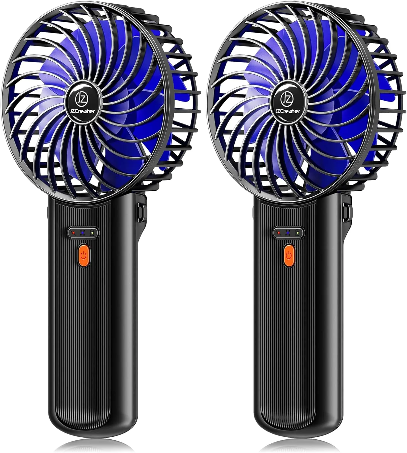 JZCreater 2Pack Mini Handheld Fan,Portable Hand Held Fan, 15H Cooling, Quiet 4 Speed, USB Rechargeable Battery Operated Desk Fan, Small Electric Fan for Travel Outdoor Home Office Makeup, Black 02 Mini handheld fan for personal cooling