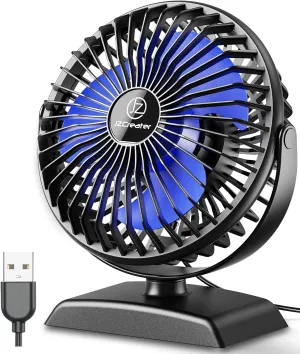 JZCreater Mini Desk Fan3 Speed Ultra-Quiet OperationPortable USB Cooling Fan for Office Desk, Bedroom Use, Personal Fan with Adjustable Tilt for Summer Indoor/Outdoor,USB-Powered, Black USB desktop fan for workspace