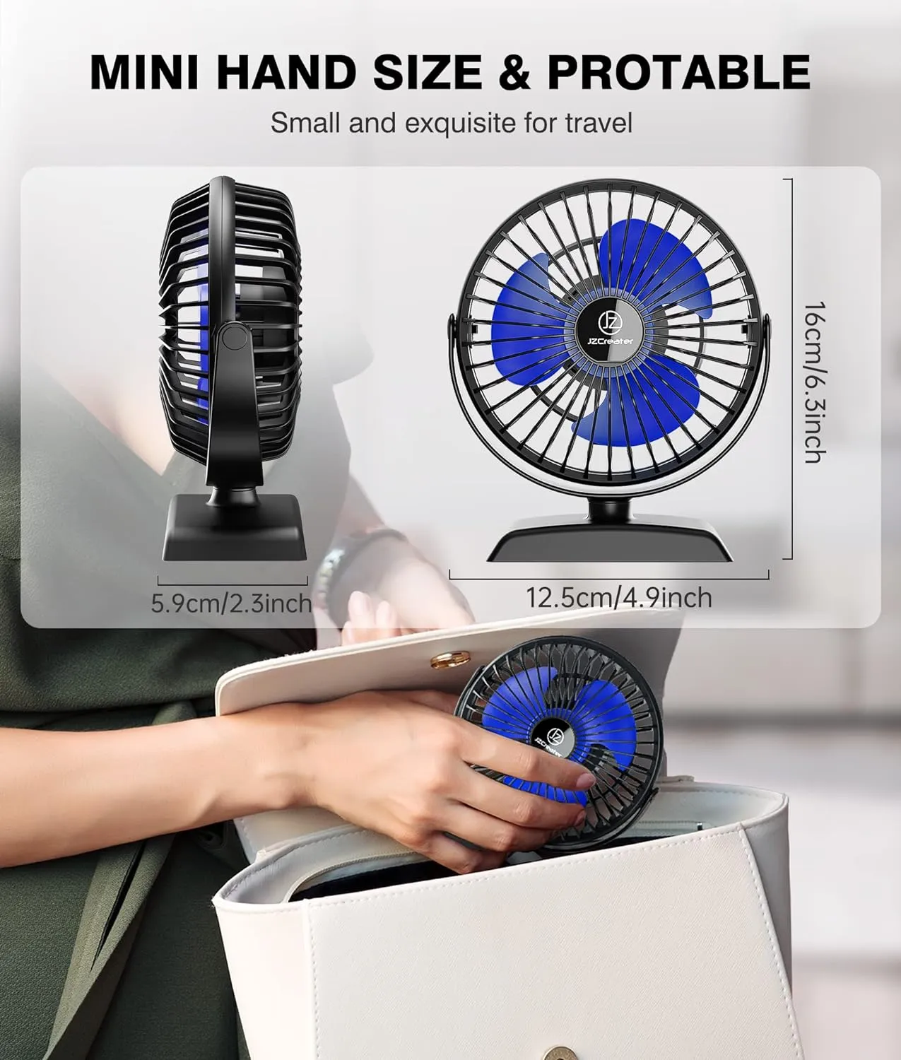 JZCreater USB Desk Fan, 2Pack USB Fan, 360 Rotation Desktop Fan with 3 Speed, Table Personal Cooling Fan, Quiet Mini Desk Fan, USB Powered, Small Fan for Home Office Bedroom Car Travel, Pink