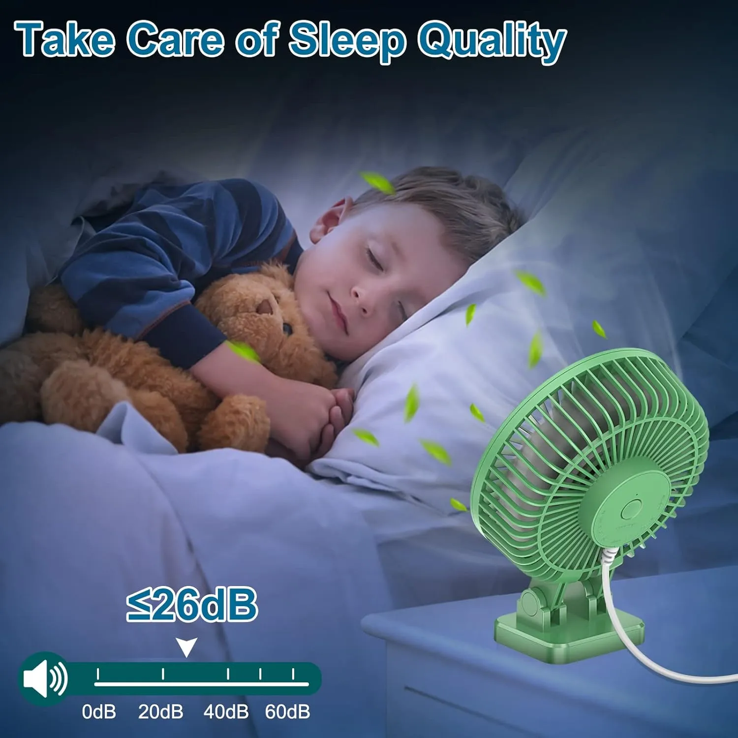 JZCreater USB Desk Fan, Mini Fan Portable, 3 Speeds Desktop Table Cooling Fans, Plug in Power Fans, Rotation Strong Wind, Quiet Personal Small Fan for Home Desktop Office Travel Bedroom, Army Green