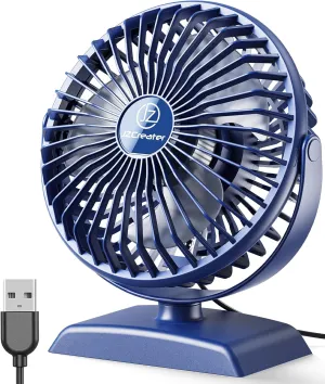 JZCreater USB Desk Fan, USB Fan Mini, 360 Rotation Desktop Fan with 3 Speed, Table Personal Cooling Fan, Quiet Mini Desk Fan, USB Powered, Small Fan for Home Office Bedroom Car Travel, SKY Blue USB desktop fan for workspace