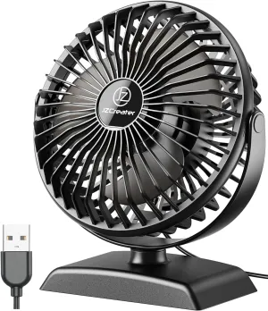 JZCreater USB Desk Fan, USB Fan Mini, 360 Rotation Desktop Fans with 3 Speed, Table Personal Cooling Fan, Quiet Mini Desk Fan, USB Powered, Small Fans for Home Office Bedroom Car Travel,Black Black USB desktop fan for workspace