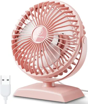 JZCreater USB Desk Fan, USB Fans Mini, 360 Rotation Desktop FanS with 3 Speed, Table Personal Cooling Fan, Quiet Mini Desk Fan, USB Powered, Small Fan for Home Office Bedroom Car Travel, Pink USB desktop fan for workspace