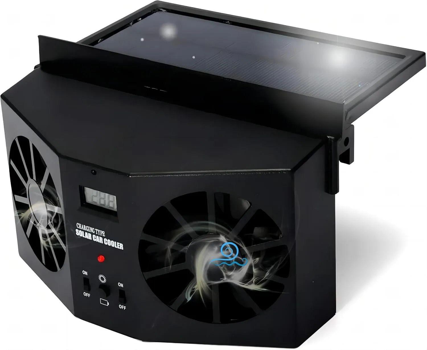KAGOR Car Window Fan Solar Powered, Solar Car Fan, Energy Saving Air Vent Air Purifiers Car Ventilator, Car Exhaust Fan, Car Radiator Fan, Solar Car Front/Rear Window Exhaust Fan Solar-powered car fan for ventilation