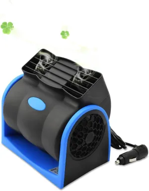KAGOR Quiet Cooling Fan, 12V, No Leaf, 2 Speed Electric Dash Fan with Cigarette Lighter Plug for Auto SUV Vehicle Van, 7W(Blue) Solar-powered car fan for ventilation
