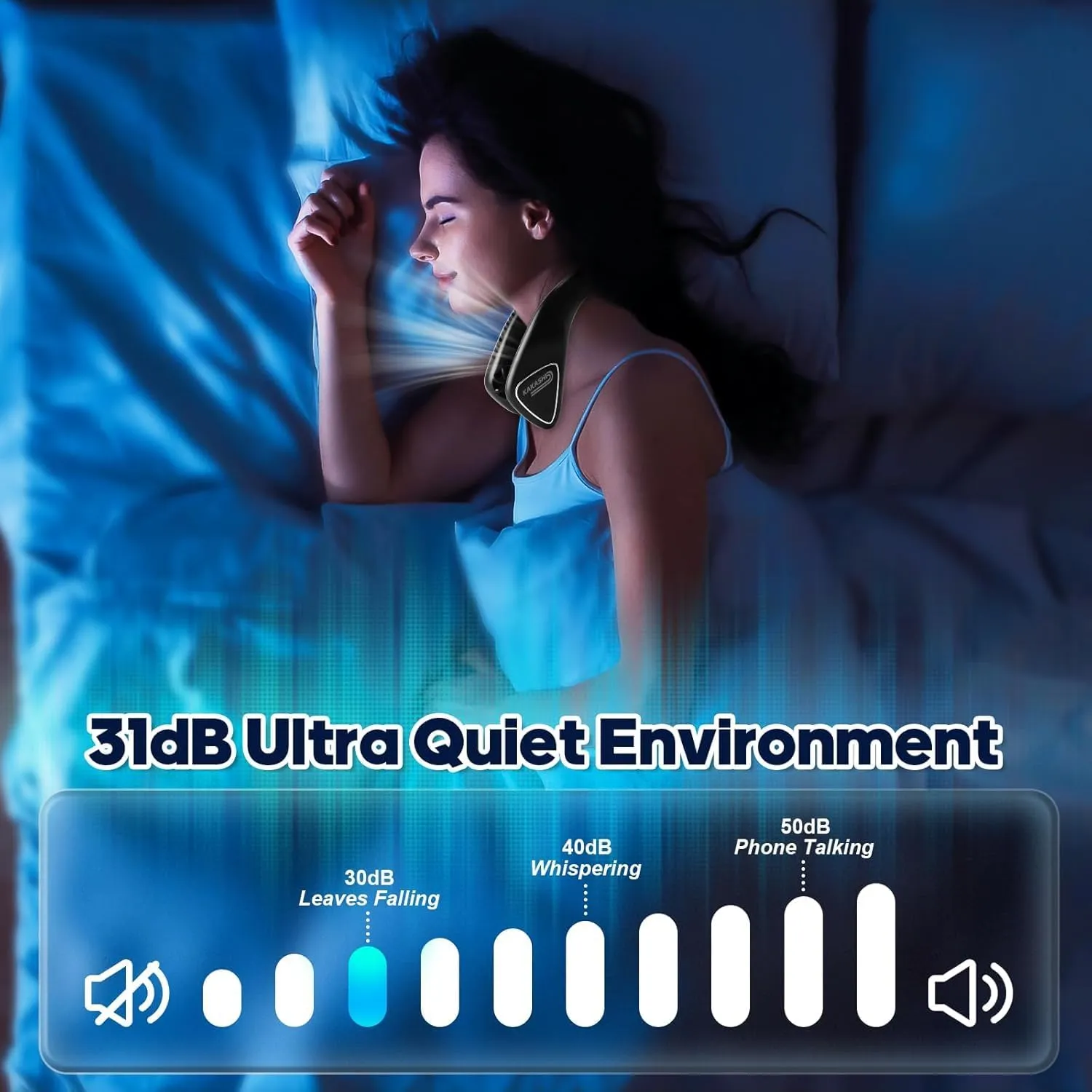 Kakashi 6000mAh Portable Neck Fan Rechargeable, Bladeless Operated Wearable Personal Fan with 3 Speeds, 360Cooling Leafless Hanging Neck Fan Blow Cold Air for Travel Outdoor