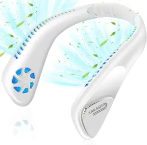 Kakashi 6000mAh Portable Neck Fan Rechargeable, Bladeless Operated Wearable Personal Fan with 3 Speeds, 360Cooling Leafless Hanging Neck Fan Blow Cold Air for Travel Outdoor Neck fan for hands-free comfort