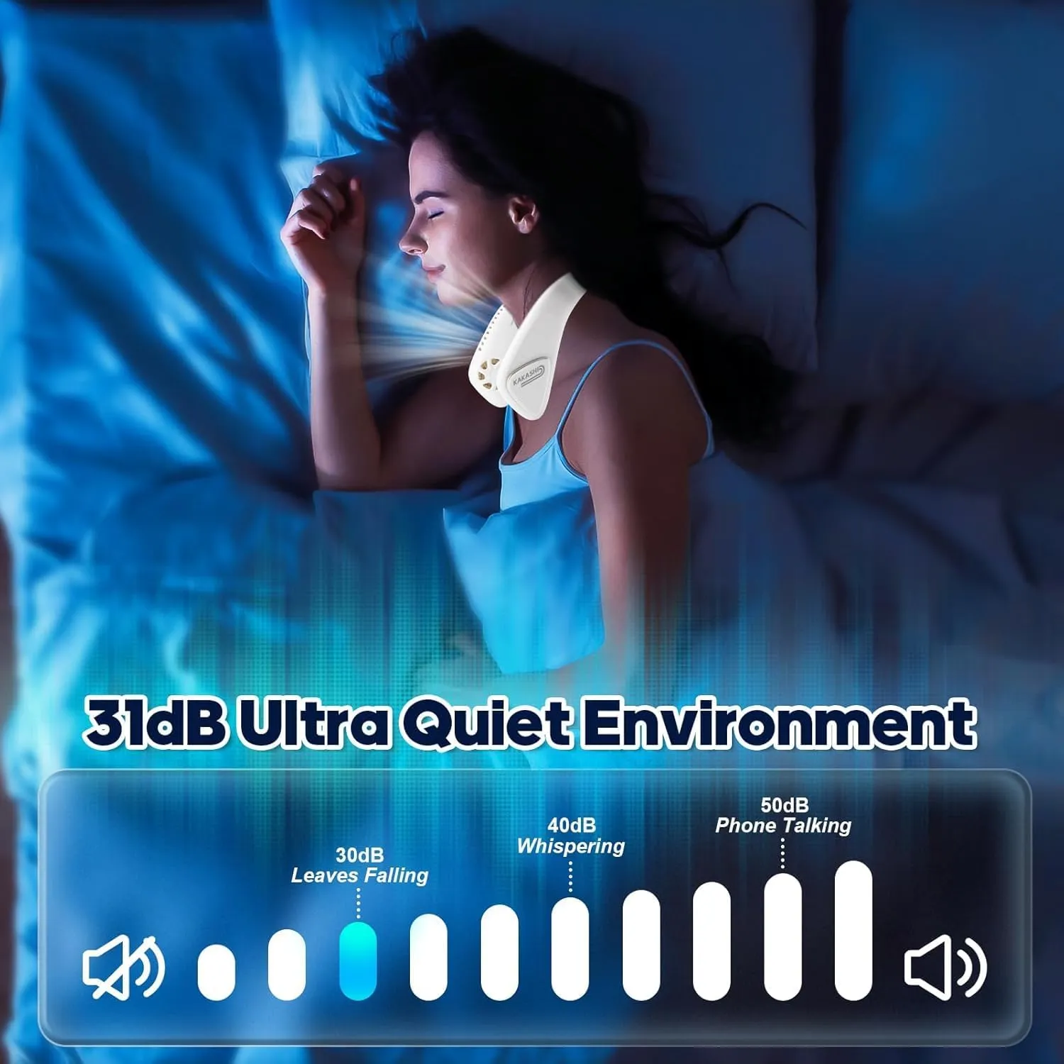 Kakashi 6000mAh Portable Neck Fan Rechargeable, Bladeless Operated Wearable Personal Fan with 3 Speeds, 360Cooling Leafless Hanging Neck Fan Blow Cold Air for Travel Outdoor