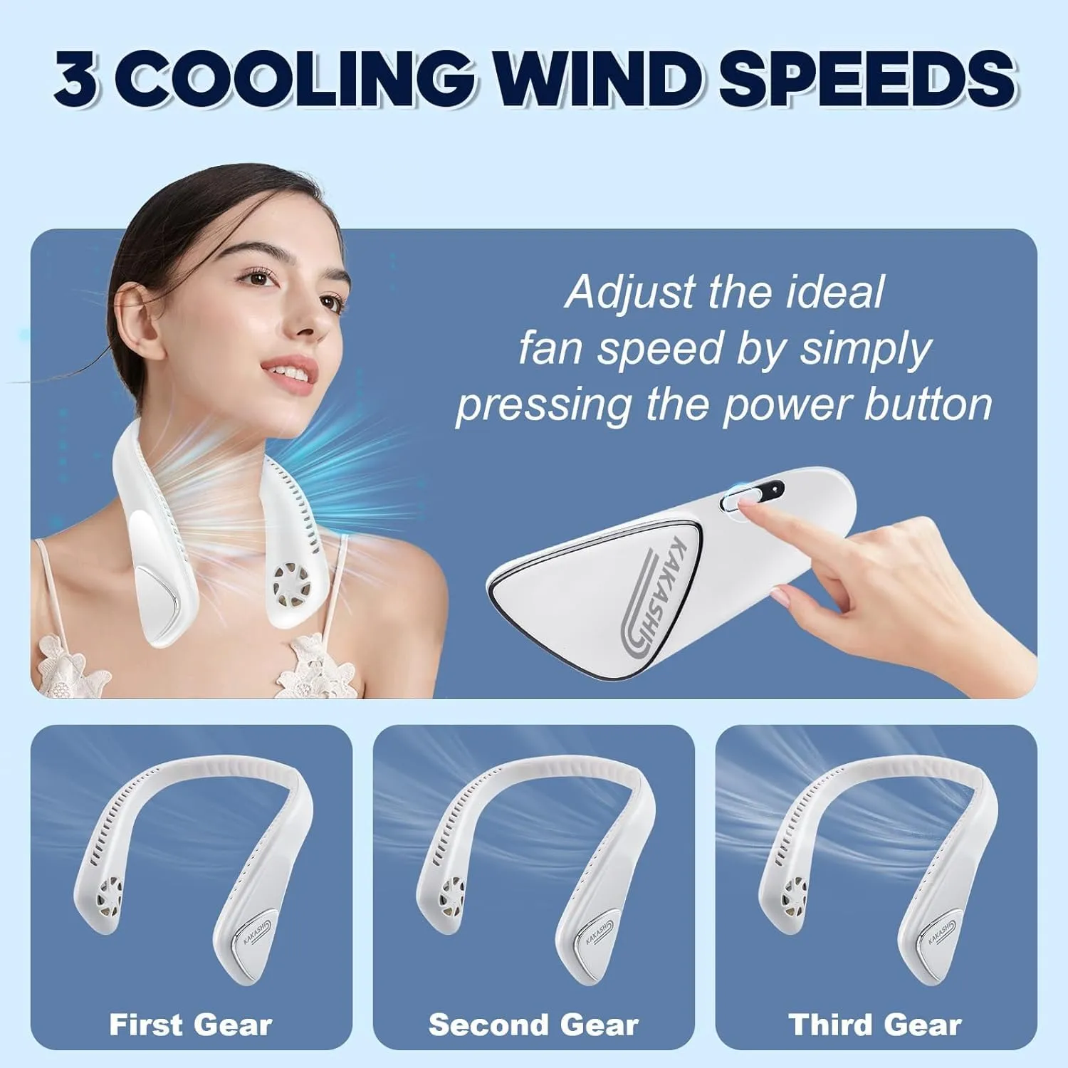 Kakashi 6000mAh Portable Neck Fan Rechargeable, Bladeless Operated Wearable Personal Fan with 3 Speeds, 360Cooling Leafless Hanging Neck Fan Blow Cold Air for Travel Outdoor