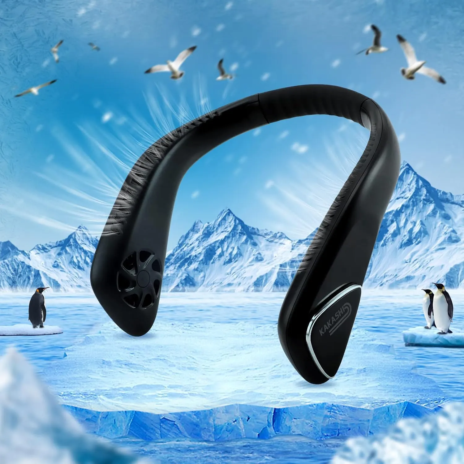 Kakashi 6000mAh Portable Neck Fan Rechargeable, Bladeless Operated Wearable Personal Fan with 3 Speeds, 360Cooling Leafless Hanging Neck Fan Blow Cold Air for Travel Outdoor