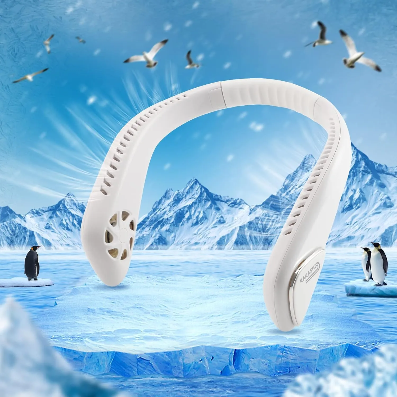 Kakashi 6000mAh Portable Neck Fan Rechargeable, Bladeless Operated Wearable Personal Fan with 3 Speeds, 360Cooling Leafless Hanging Neck Fan Blow Cold Air for Travel Outdoor