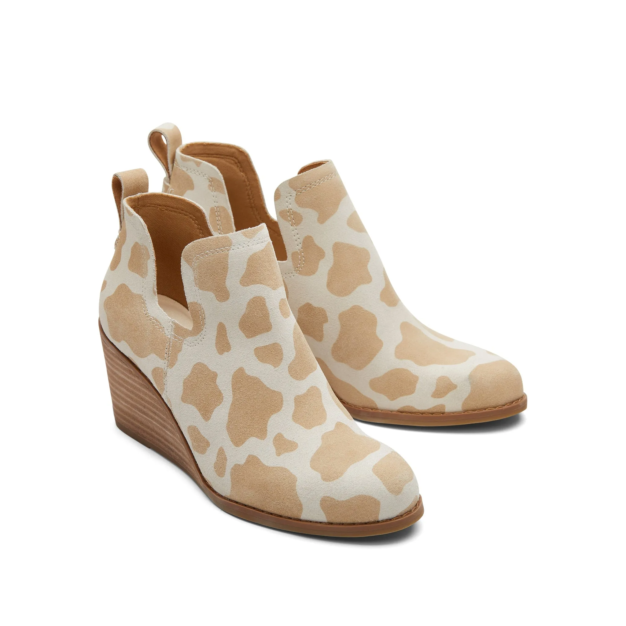 Kallie Wedge Bootie in Cow Print