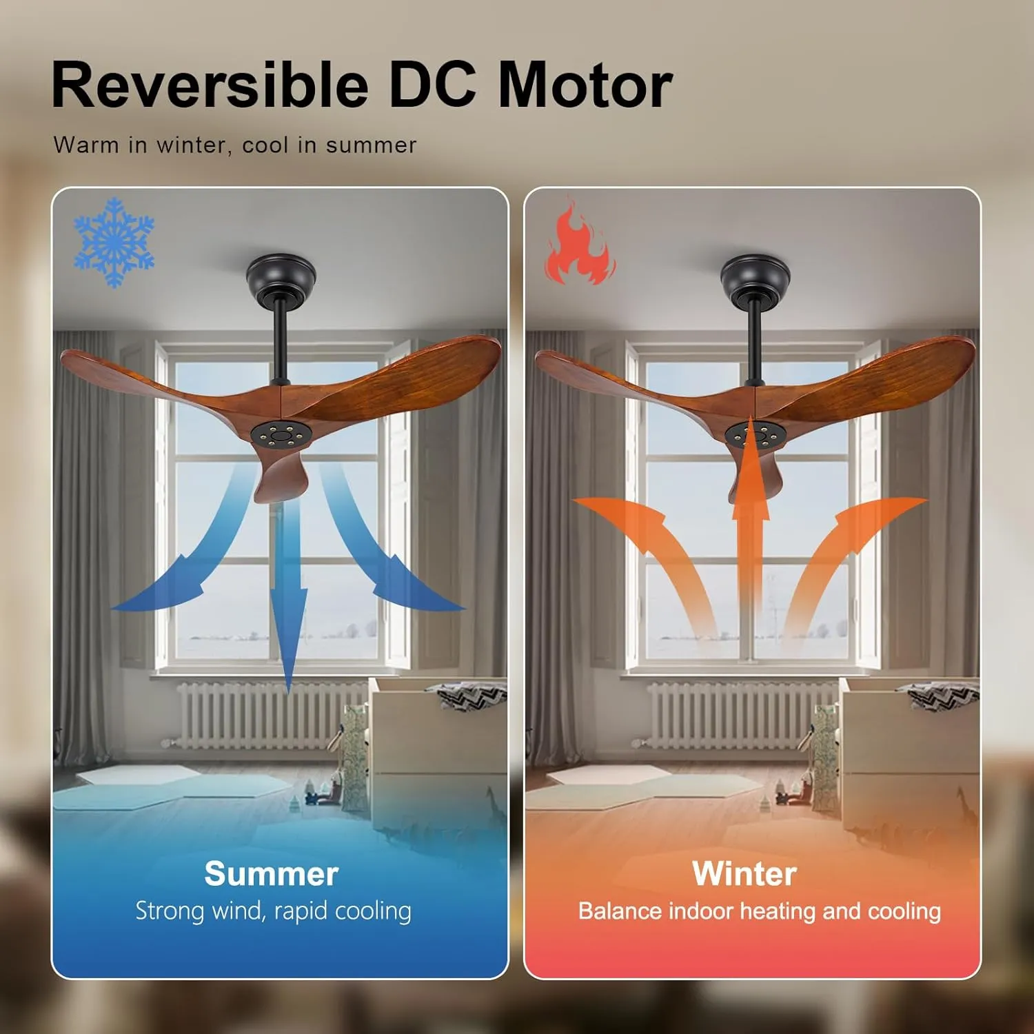 KBZZ 36 Inch Ceiling Fan no Light with Remote Control,Wood Ceiling Fans without Lights,6 Speeds,Reversible DC Motor,Indoor Outdoor Modern Ceiling Fan for Patio,Farmhouse,Living Room