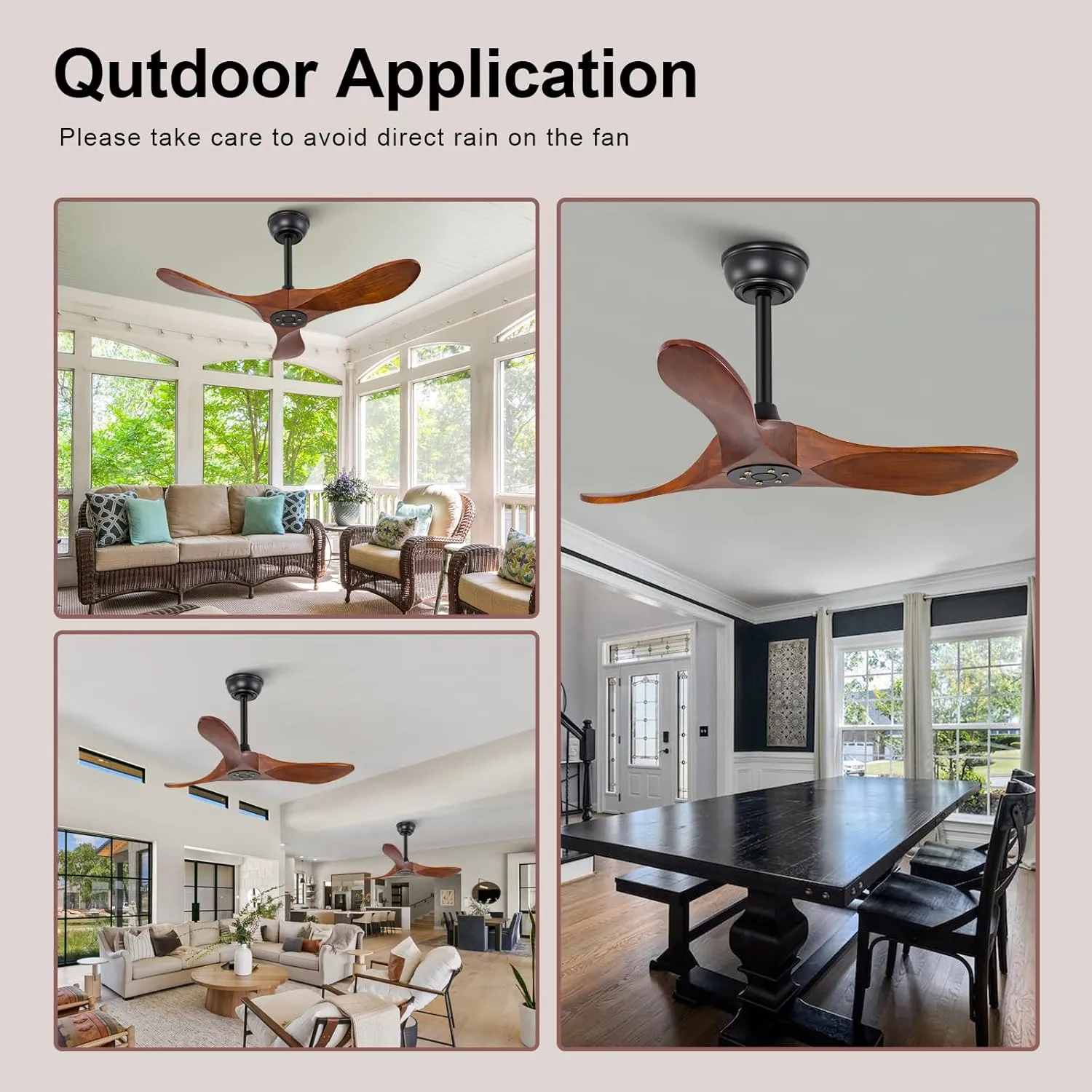 KBZZ 36 Inch Ceiling Fan no Light with Remote Control,Wood Ceiling Fans without Lights,6 Speeds,Reversible DC Motor,Indoor Outdoor Modern Ceiling Fan for Patio,Farmhouse,Living Room