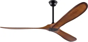KBZZ 72 inch Outdoor Ceiling Fan without Light, Ceiling fans with 3 Solid Wood Blades and Remote Control, Modern Ceiling Fans no Lights for Patios Living Room Farmhouse Fan with safety blade design