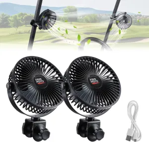 KEMIMOTO Golf Cart Clip Fan, 360 Degree Rotation, USB Power and Timer, Compatible with EZGO Club Car Drive Not Included Battery 360-degree rotating fan for home use