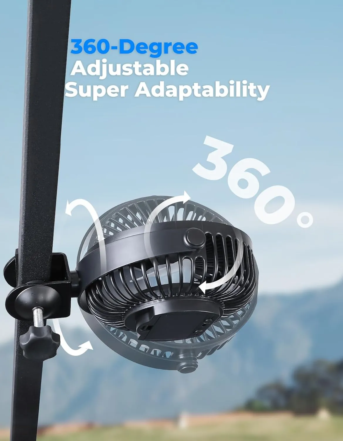 KEMIMOTO Golf Cart Clip Fan, 360 Degree Rotation, USB Power and Timer, Compatible with EZGO Club Car Drive Not Included Battery