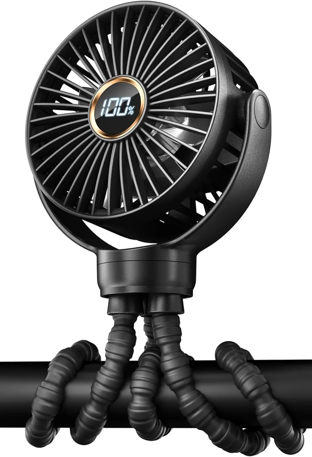 KIDEE Mini Stroller Fan, Portable Baby Fans Battery Operated, LED Display with 3 Speeds, Small Clip on Fan Desk Fan USB Rechargeable, Personal Handheld Fans for Outdoor Travel, Children Gift 360-degree rotating fan for home use