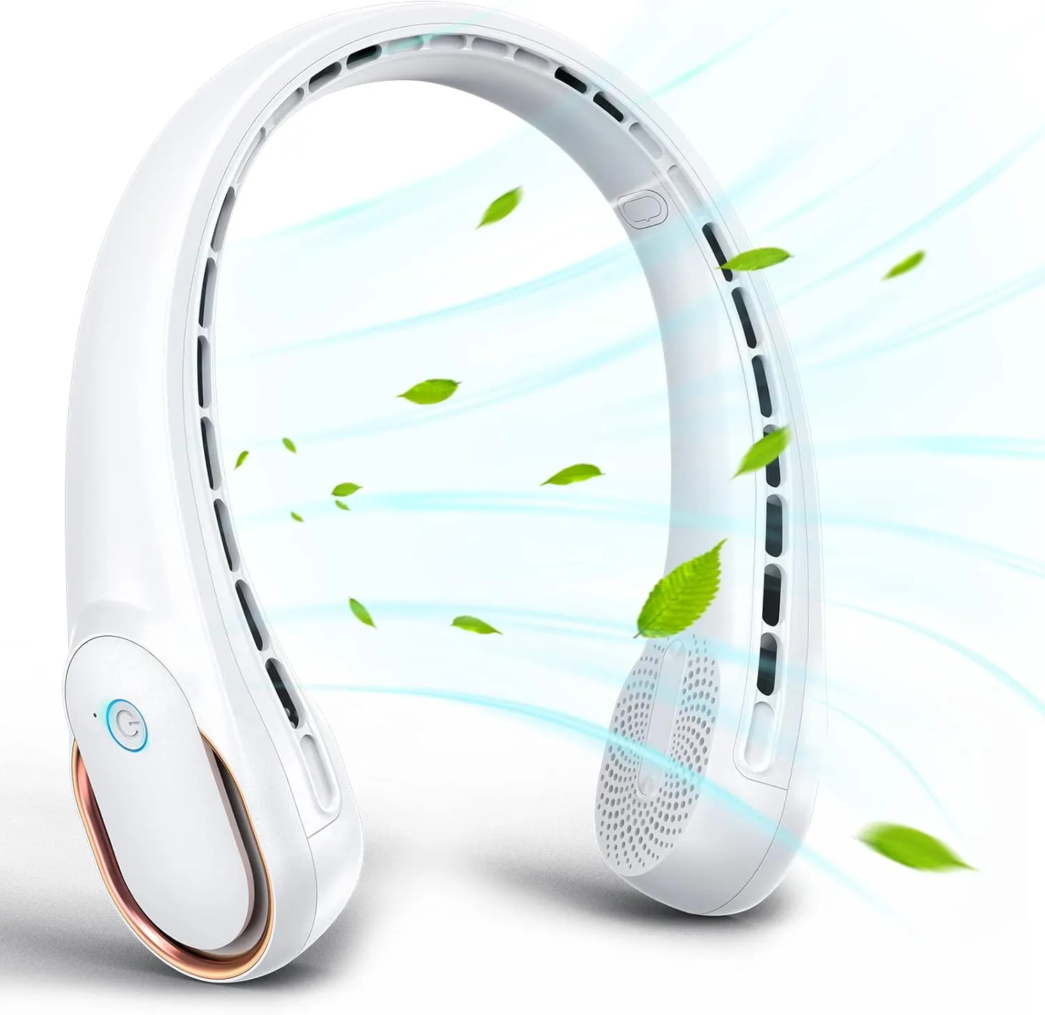 KIDEE Neck Fan, Neck Fans Portable Rechargeable, Upgrade 360 Air Outlet, Super Quiet, 3 Speeds, 4000mAh Personal Bladeless Wearable Fan for Indoor Outdoor Travel-White