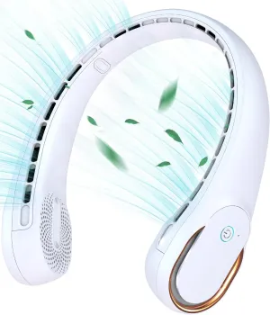 KIDEE Neck Fan, Neck Fans Portable Rechargeable, Upgrade 360 Air Outlet, Super Quiet, 3 Speeds, 4000mAh Personal Bladeless Wearable Fan for Indoor Outdoor Travel-White Waist-mounted portable fan for outdoor use